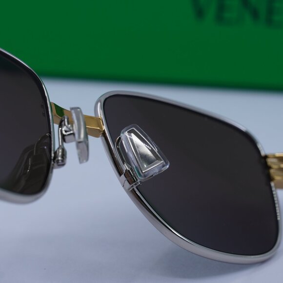 Bottega Veneta BV1380S 001 Square Sunglasses - Silver/Brown - Picture 9 of 11